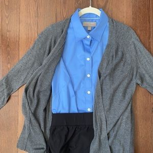 Banana Republic sleeveless button-up cotton shirt in blue, size 8.
